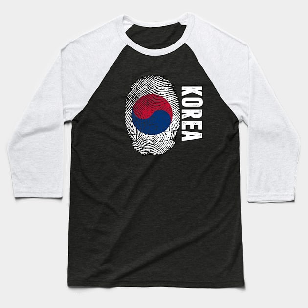 Korea Flag Fingerprint My Story DNA Korean Baseball T-Shirt by Your Culture & Merch